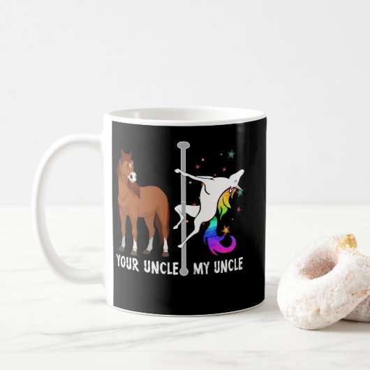 Your Uncle My Uncle Funny Unicorn Birthday Gift コーヒーマグカップ (ドーナツ)