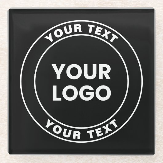 Your Uploaded Logo + Bold Circular Text  ガラスコースター (正面)