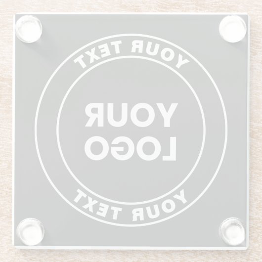 Your Uploaded Logo + Bold Circular Text  ガラスコースター (裏面)