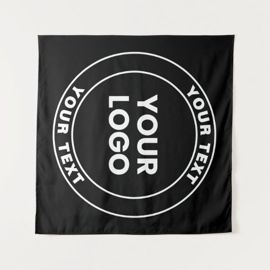 Your Uploaded Logo + Bold Circular Text  タペストリー (正面(横))