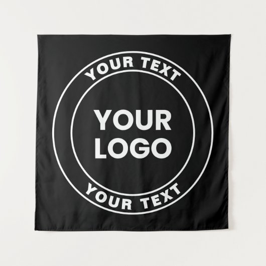 Your Uploaded Logo + Bold Circular Text  タペストリー (正面)