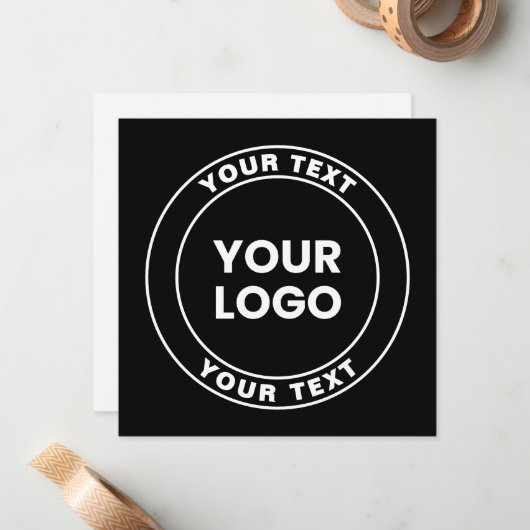 Your Uploaded Logo + Bold Circular Text  ノートカード (正面/裏面インサイチュ)