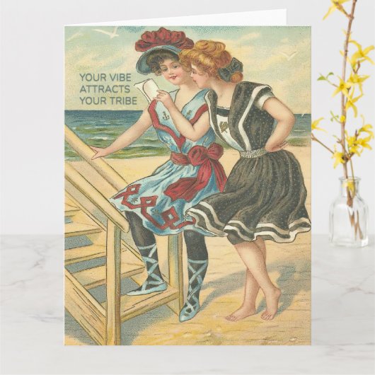Your Vibe Attracts Your Tribe Greeting カード (黄色い花)