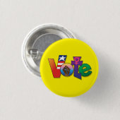 "Your Vote, Your Voice" -カスタムボタン、黄 缶バッジ (正面&裏面)