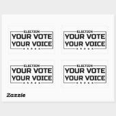 Your Vote Your Voice ブラックフォント 長方形シール (シート)