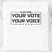 Your Vote Your Voice ブラックフォント 長方形シール (バッグ)