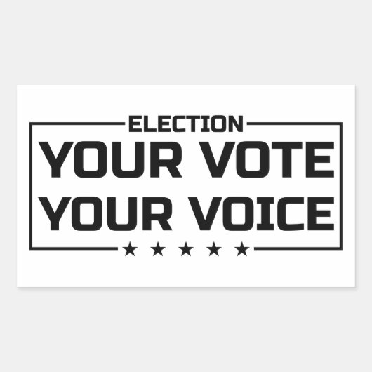 Your Vote Your Voice ブラックフォント 長方形シール (正面)