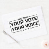 Your Vote Your Voice ブラックフォント 長方形シール (封筒)