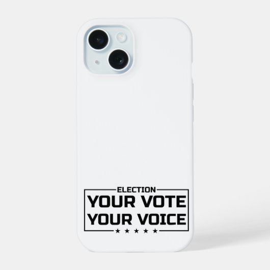 Your Vote Your Voice ブラックフォント iPhone 15ケース (裏面)