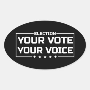 Your Vote Your Voice ホワイトフォント 楕円形シール