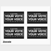 Your Vote Your Voice ホワイトフォント 長方形シール (シート)