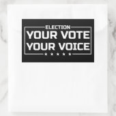 Your Vote Your Voice ホワイトフォント 長方形シール (バッグ)
