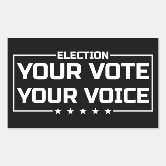 Your Vote Your Voice ホワイトフォント 長方形シール (正面)