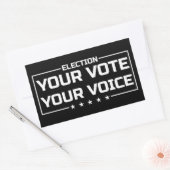 Your Vote Your Voice ホワイトフォント 長方形シール (封筒)