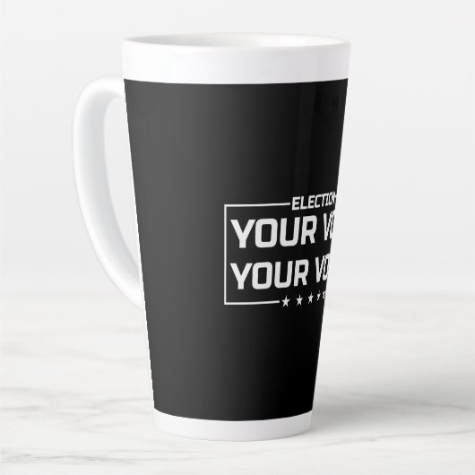 Your Vote Your Voice 白文字 カフェラテマグ (左アングル)