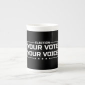 Your Vote Your Voice 白文字 ボーンチャイナマグカップ (正面)