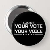 Your Vote Your Voice 白文字 缶バッジ (正面&裏面)