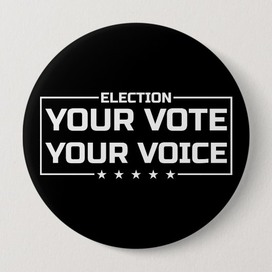 Your Vote Your Voice 白文字 缶バッジ (正面)
