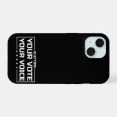Your Vote Your Voice 白文字 iPhone 15ケース (裏面横)
