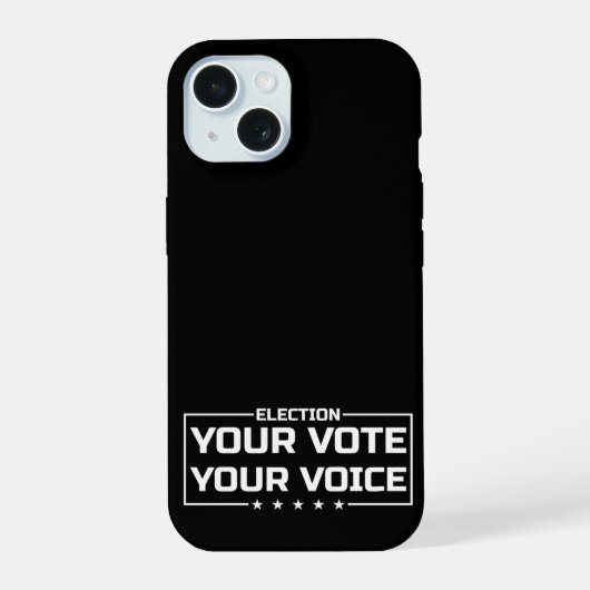 Your Vote Your Voice 白文字 iPhone 15ケース (裏面)