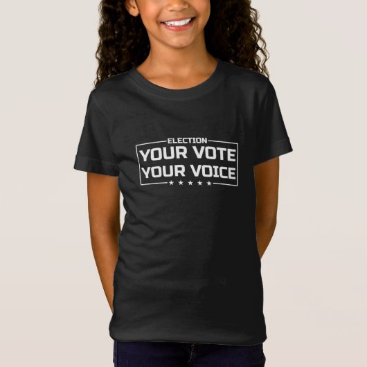 Your Vote Your Voice 白文字 Tシャツ (正面)