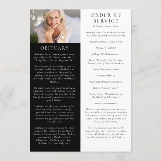 Your Wings Ready Order of Service写真 プログラム (裏面)