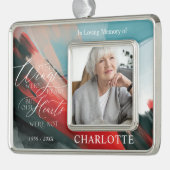 Your Wings Were Ready Red Cardinal Memorial Photo シルバープレートフレームオーナメント (左)