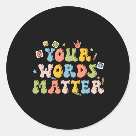 Your Words Problemレトロ病理医メンタルヘルス ラウンドシール (正面)