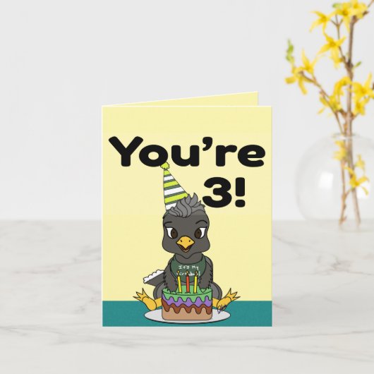 You're 3 Happy Birthday Card カード (黄色い花)
