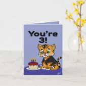 You're 3 Tiger Cub Happy Birthday Card カード (黄色い花)