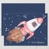 You're A Blast Space Rocket Valentine Card 招待状 (正面/裏面)