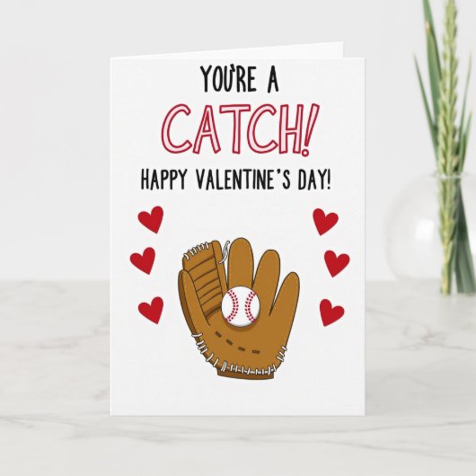 Youre A Catch Baseball Valentines Card カード (正面)
