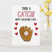 Youre A Catch Baseball Valentines Card カード (黄色い花)