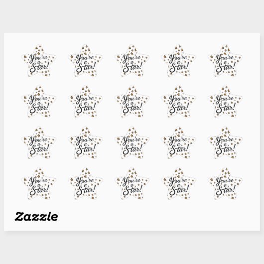 "You're a Star" Sticker – Gold Stars and Cursive 星シール (シート)