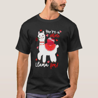You're A Whole Llama Fun Valentine Llama Flowers F Tシャツ