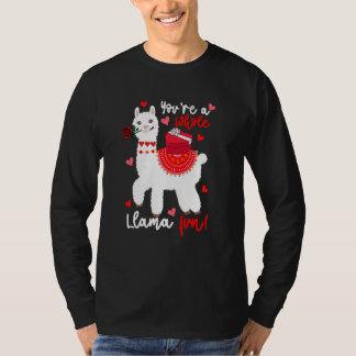 You're A Whole Llama Fun Valentine Llama Flowers F Tシャツ