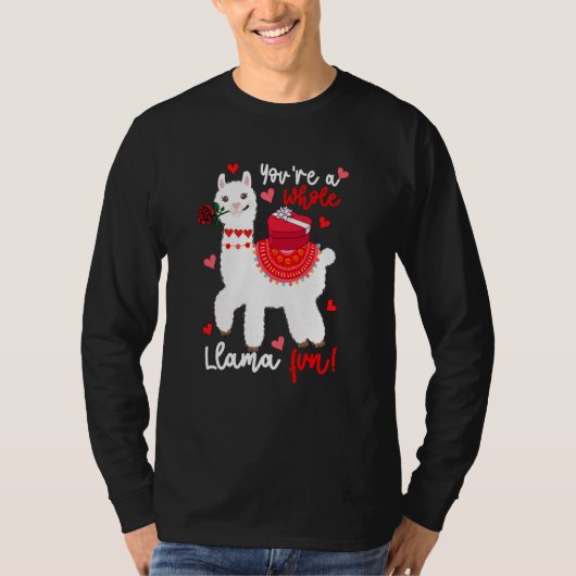You're A Whole Llama Fun Valentine Llama Flowers F Tシャツ (正面)