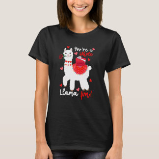 You're A Whole Llama Fun Valentine Llama Flowers F Tシャツ