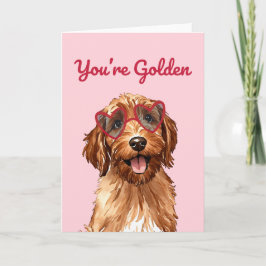 You're Golden Puppy Watercolor Valentines Day シーズンカード