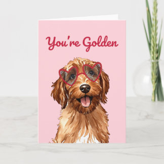You're Golden Puppy Watercolor Valentines Day シーズンカード