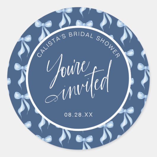 You're Invited Bow Bridal Shower Envelope Seals ラウンドシール (正面)