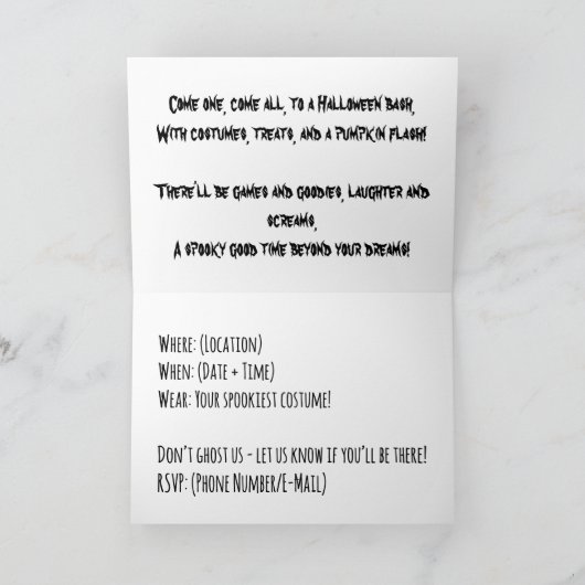 You're Invited! Halloween Party Matching 招待状 (内部)