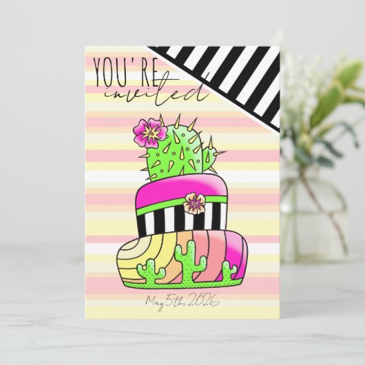"You're Invited" Neon Cactus Invitation 招待状 (スタンド正面)