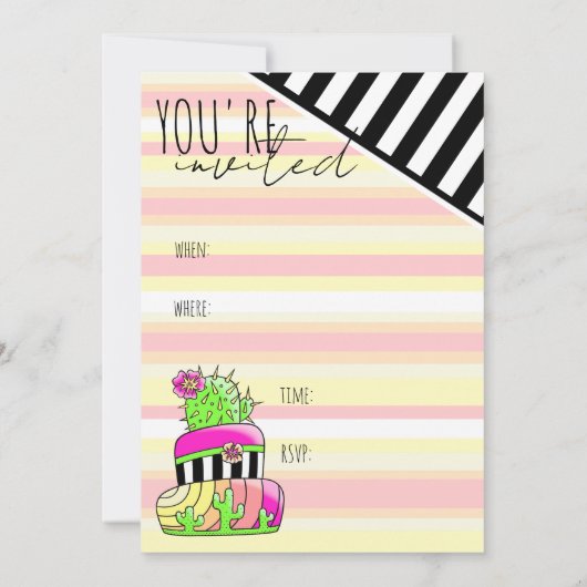 "You're Invited" Neon Cactus Invitation 招待状 (裏面)