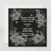 You're Invited White and Gold Floral Frame 招待状 (裏面)