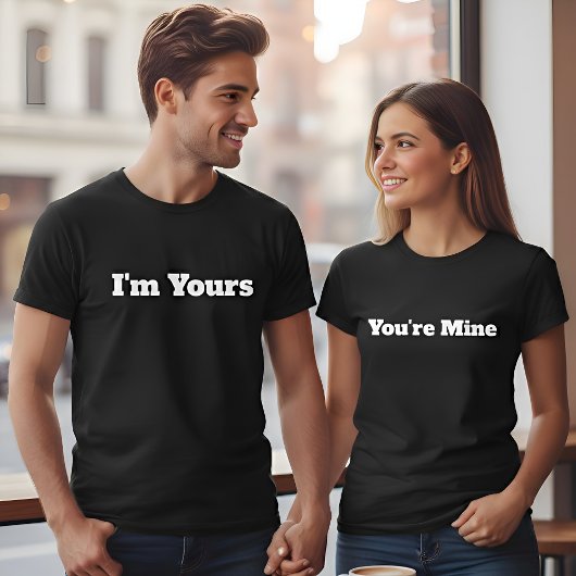You're Mine Custom Text Black Womens Couples Tシャツ