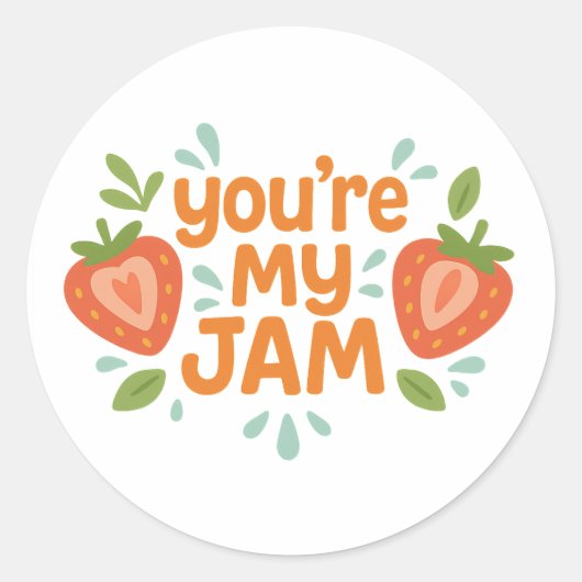 You're My Jam Cute Strawberry Funny Love ラウンドシール (正面)