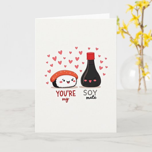 Youre My Soymate Sushi Love Card カード (黄色い花)