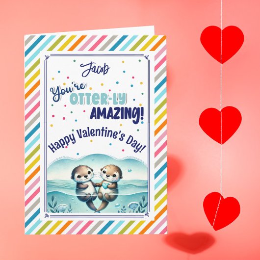 You're Otterly Amazing cute otter Valentine シーズンカード