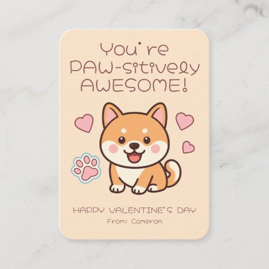 You're PAW-sitively AWESOME Kids Valentine's ノートカード (正面)